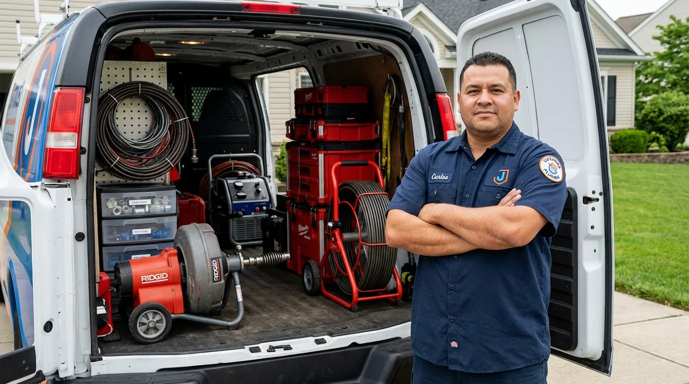 Professional drain cleaning equipment and Johns Plumbing LLC plumber in Oak Creek